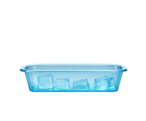 Blue plastic ice cube tray on a white background, fully visible and centered. PNG transparent.
