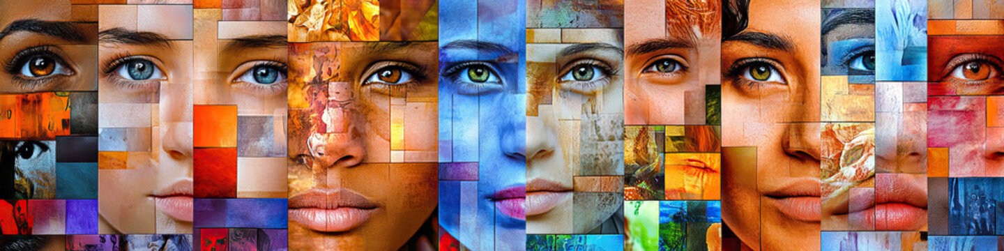 Ethnic Mosaic: A vibrant collage of faces from different cultures, forming a beautiful patchwork.