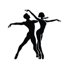 A man and woman Couple are dancing vector silhouette isolated white background