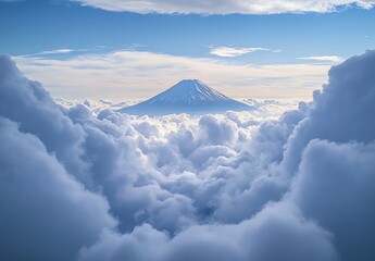 Mount Fuji Above the Clouds - Aerial View