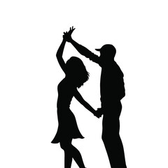 Naklejka premium A man and woman Couple are dancing vector silhouette isolated white background