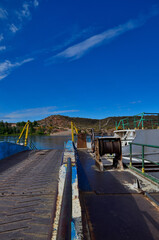 old raft on the black river, Argentine Patagonia