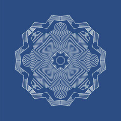 An abstract geometric shape similar to a snowflake. Decorative vector element for graphic design.