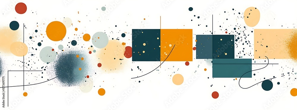 Fototapete abstract geometric risographic illustration patterns with a retro-tech flair, pastel colours on beig