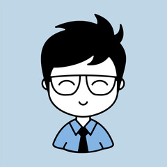 Man character face avatar in glasses vector icon
