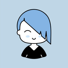 Beautiful young woman with short hair vector icon
