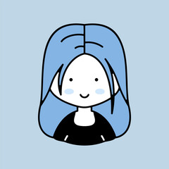 Woman girl with long straight hair vector icon