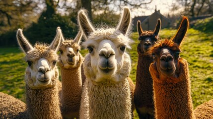 Obraz premium Embraced by soft, luxurious wool, alpacas are often used in textile manufacturing