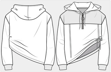 GIRLS AND WOMEN WEAR HOODIE WINTER WEAR FRONT AND BACK FLAT DESIGN SKETCH VECTOR ILLUSTRATION © MAYU ARTS