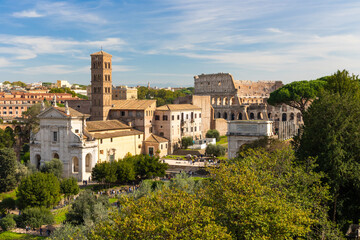 Obraz premium Forum Romanum mit Kolosseum, Rom