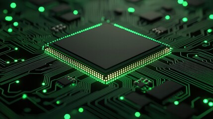 Obraz premium Semiconductor transistor, glowing pathways, and circuits, 3D illustration