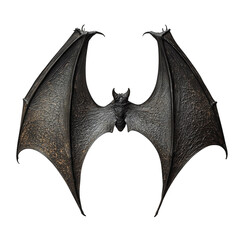Naklejka premium Two black bat wings spread open, isolated on a white background. PNG transparent.