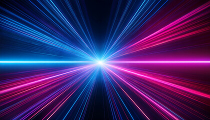 Fototapeta premium Electric pink and deep blue laser beams converge in a vibrant display of contrasting colors_1(469)