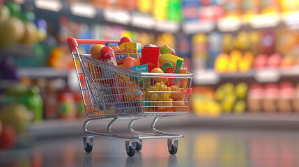 shopping cart full of vegetables