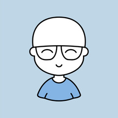 Portrait of a young bald man in stylish glasses