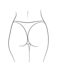 woman ass butt black and white hand drawing