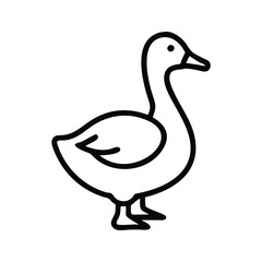 Duck vector illustration in black outline, Minimalistic vector illustration of a duck in black outline, featuring a simple and clean design, ideal for icons or logos.
