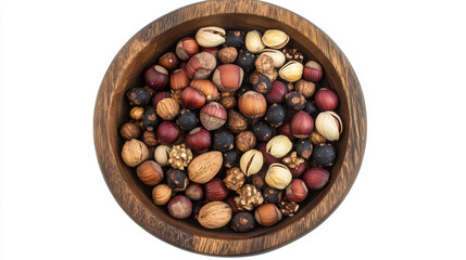 "Superfood Snack: Mixed Raw Nuts and Dried Blueberries in Bowl"