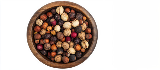 "Superfood Snack: Mixed Raw Nuts and Dried Blueberries in Bowl"