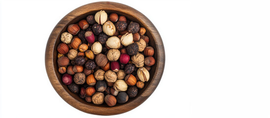 "Superfood Snack: Mixed Raw Nuts and Dried Blueberries in Bowl"