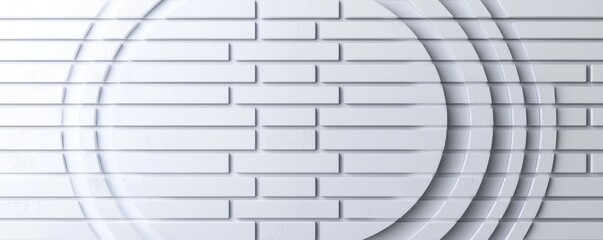 Obraz premium A textured white wall design featuring horizontal lines and circular patterns, creating a modern and minimalist aesthetic.
