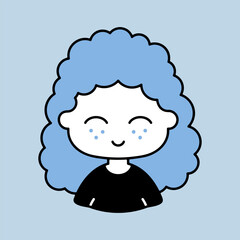 Woman girl with curly hairstyle vector icon
