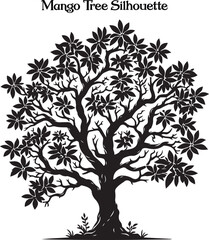 Mango tree silhouette vector illustration