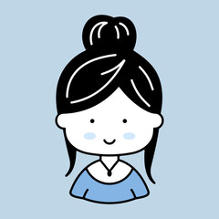 Cute female head with pretty fashion hairdo icon