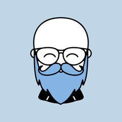 Bald beard man in glasses vector icon
