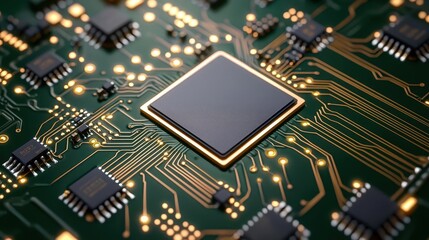 Obraz premium Closeup of an engineer repairing a circuit board, using advanced tools for precise maintenance and quality control