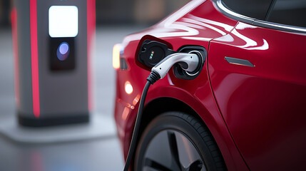 Electric Car Charging with Visible Electric Current Flow