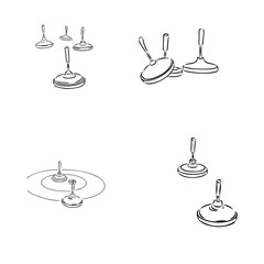 bavarian curling sport, vector sketch . Vector element of winter ice sports.