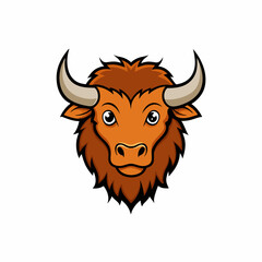 funny Bison head cartoon vector art illustration