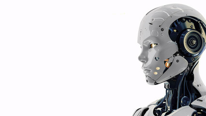 Side profile of a futuristic humanoid robot symbolizing advanced AI technology