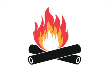Campfire hand drawn illustration white background