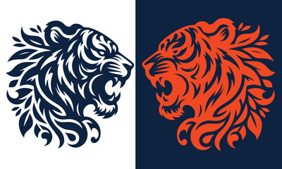 Tiger Head Silhouette Logo in Dark Blue - Perfect for Branding