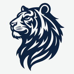 Tiger Head Silhouette Logo in Dark Blue - Perfect for Branding