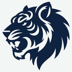 Tiger Head Silhouette Logo in Dark Blue - Perfect for Branding