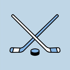 Ice Hockey Sticks and Puck vector isolated icon
