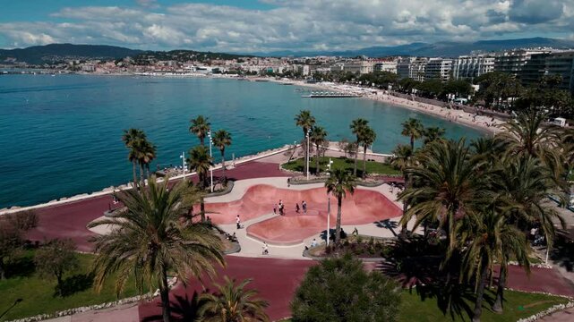 Aerial view of Cannes Skatepark, France