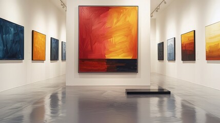 Painting on a white art gallery wall.