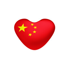 Heart of China Flag. 3d render.