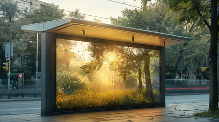 Fototapeta premium Comfortable bus shelter ad.