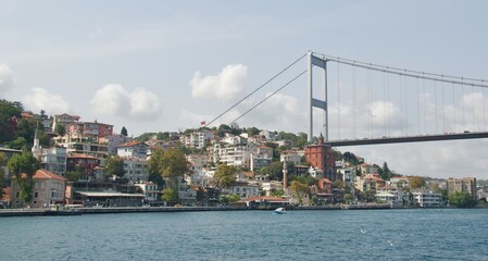 Obraz premium First Bridge across Bosporus Strait in Istanbul, Turkey