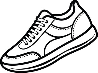 shoes iconline art sketch, sneakers icon, boots vector illustration