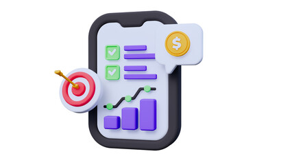 Business App 3D Illustration. Business 3D Icon