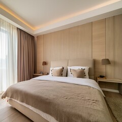 Modern beige bedroom design