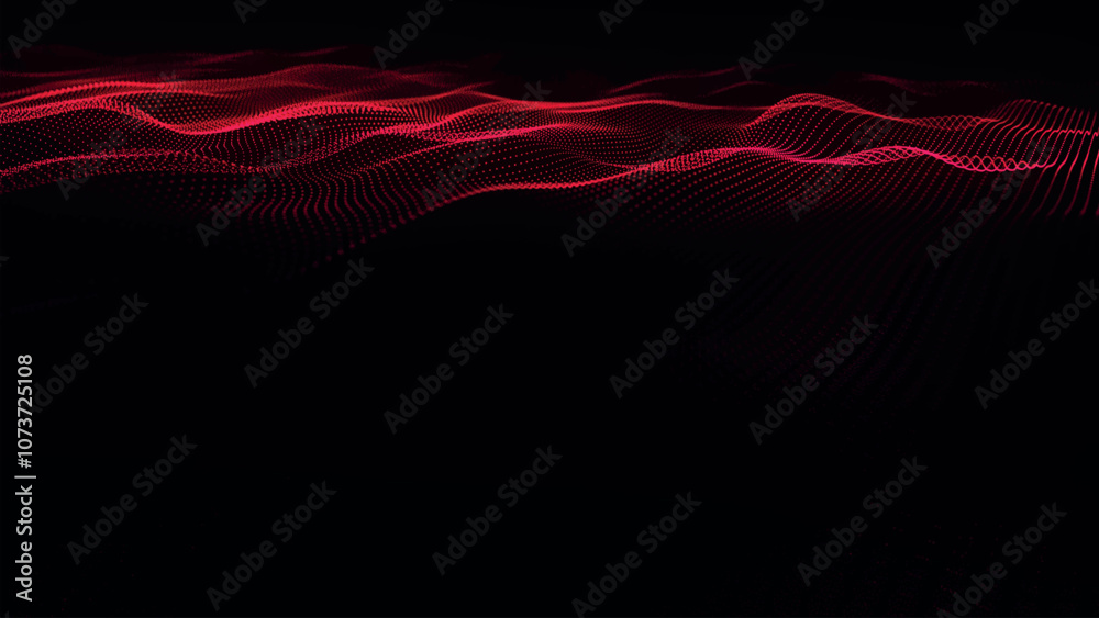 Poster futuristic point wave of particles. visualization of sound waves. dark background. technology or sci
