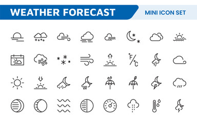 Weather Forecast Icon Set. Bright and dynamic icons for accurate weather reporting, perfect for enhancing apps, websites, and digital platforms Vector icons.