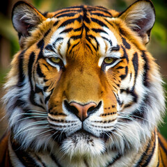 Fototapeta premium a close up of a tigers face with the eyes closed